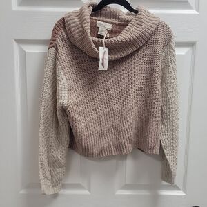 Jessica Simpson Cowl Neck Sweater - Cream and Brown Nwt Size Xs